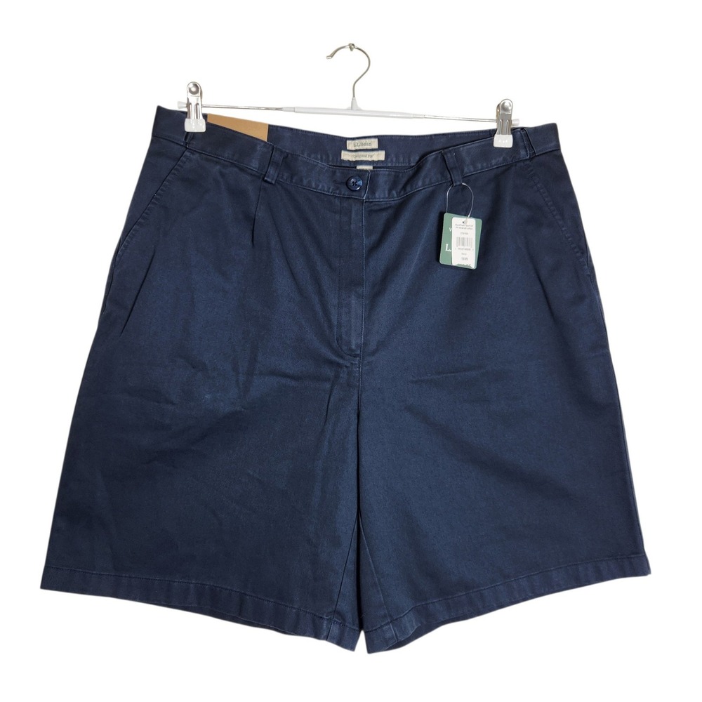 LL Bean Original Fit Navy Blue Chino Shorts Womens Plus 18W Cotton 276150